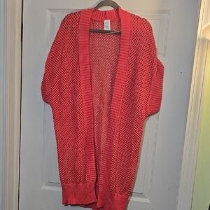 Women's Open Knit Sweater - Coral